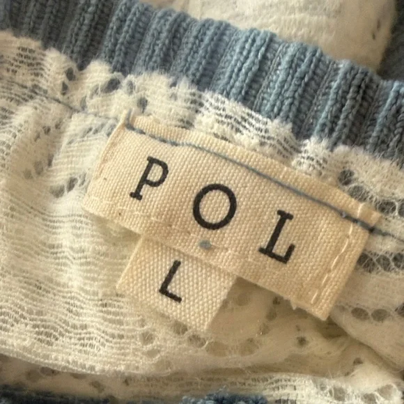 POL NWT Blue and White Lace Shirt Size L - Picture 8 of 9